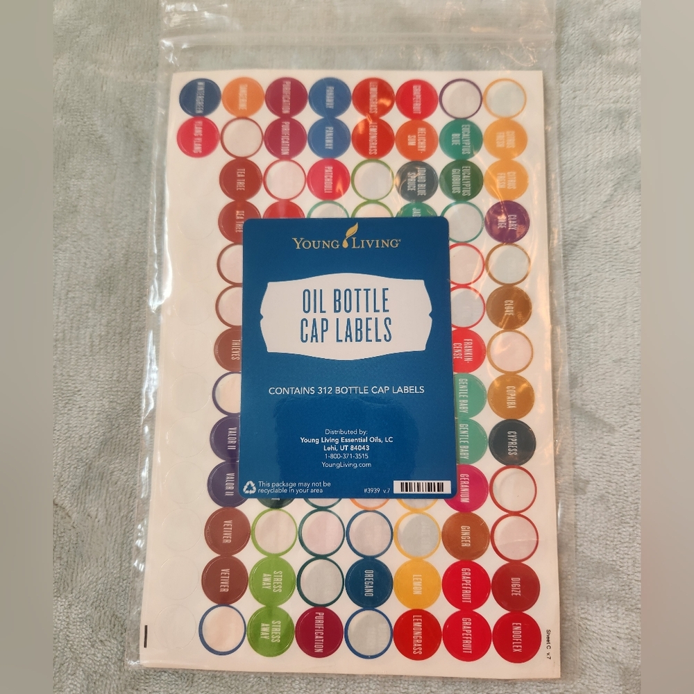 Young Living Essential Oil Bottle/Cap Labels